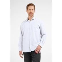 İmza Beyaz - Siyah Çizgili Desen Sert Yaka Uzun Kol Cepli Comfort Fit Pamuklu Gömlek 1004255278
