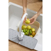 Su Tutucu Musluk Matı Mutfak Banyo Için Koruyucu Musluk Lavabo Matı Bulaşık Süngeri Matı Silikon Gri Diğer