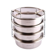 Paslanmaz Çelik 17x7cm 4 Kaplı Isıtılabilir Sefer Tası 5-6 Kişilik Yemek Taşıma Kabı 1000ml X4 4 Lt Diğer