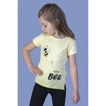 Toontoy Kids Toontoy Kız Çocuk Arı Baskılı Tişört Sarı