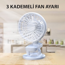 3 Kademe Şarjlı Mandallı 120 Taşınabilir Fan Vantilatör F02