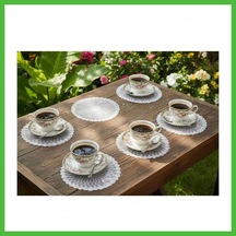 Vaveni 6 Lı Dantel Kahve Sunumluğu 15x15 Cm Asorti Desenli Modern Sunum Aksesuarı Arz Çok Renkli