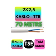 Öznur 2x2,5 Ttr Kablo Beyaz Metre Seçenekli - 70 Metre