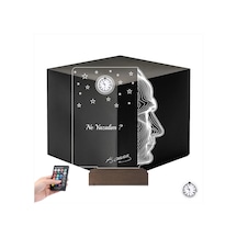 Luvivia Atatürk Silüet İmza Tasarım Kişiye Özel Metal Saatli 3d Lamba - Masa Gece Lambası