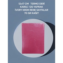 12x17 Cm Termo Deri Kareli 120 Yaprak İvory Krem Renk Sayfalar 70 Gr Kağıt Kırmızı