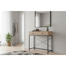 Lefalis 90cm Metal Ayaklı Dresuar Çekmeceli Dresuar Dekoratif Raflı Konsol Hol Sehpası Sonomo Sonomo