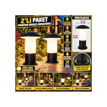 2'li Paket Tipi Bahçe Aydınlatma Armatürü 29 Cm Siyah E27 Duy 220v Dış Mekan Park Peyzaj Yürüyüş Yolu Lambası Ampul Hariç Siyah - 939324801 Siyah