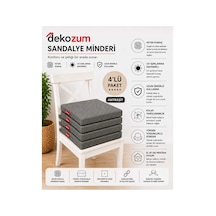 Comfort Plus Sandalye Koltuk Minderi 40x40 Bağcıklı Fermuarlı Yıkanabilir Balkon Bahçe Minderi 4 Lü Antrasit 4 Lü