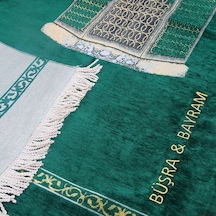 İsme Özel Makam-ı İbrahim Lüks Şönil Seccade-yeşil -70x126 Cm-240 Gr Çok Renkli