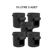 Grow Wizard Pencereli Kumaş Saksı Pot 19 Litre 5 Adet Siyah