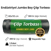 Endüstriyel Jumbo Boy Çöp Torbası 80 x 110 CM 300 G 3 x 10'lu
