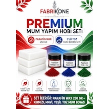 Premium Mum Yapım Hobi Seti - Parafin Wax 250 Gr - 3'lü Toz Mum Boyası Seti - Kırmızı, Mavi, Yeşil Bkfabpw2503kmy Karışık