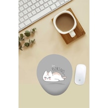Sıkılmış Kedi Desenli Bilek Destekli Mouse Pad Mousepad