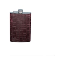 La Medore Brown Croco Leather Hıp Flask 9,5x2,5x14 Cm