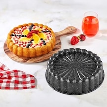 Döküm Gövdeli Keskin Tart Ve Kek Kalıbı 28cm, Dilimli Ve Döküm, Siyah Granit Benekli Pişirme Kabı, Kolay Çıkarma, Dayanıklı Alüminyum Alaşım .