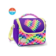 Coral High Kids Renkli Piksel Kalp Desenli Thermo Beslenme Çantası 37108 Red Violet