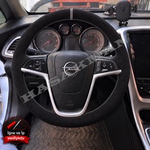 Opel Ampera Dikme Direksiyon Kılıfı Full Alcantara Süet Gri Yüzük Ve Gri Dikiş 2011-2015