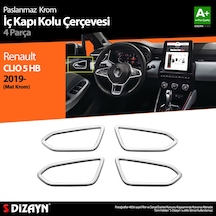 S-dizayn Renault Clio 5 Krom İç Kapı Kolu Çerçevesi 4 Prç. 2019 Ve Üzeri Mat Krom