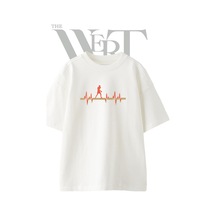 Thewert Boxer Heartbeat Tasarım Baskılı Ünisex Beyaz Oversize T-shirt