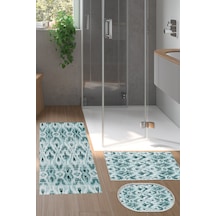 Dekoreko Kaymaz Taban Djt 3 Lü Banyo Paspas Takımı Trend Karışık Iskandinav F5136 Turkuaz