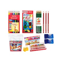 Fatih Okul Kırtasiye Seti, 12 Renk Kuru Boya Kalemi, Sulu Boya, Pastel Boya, Keçeli Kalem, Kurşun Kalem Ve Silgi