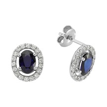 Sirius Pırlanta Ve Oval Safir Taşlı Küpe  0815E0036