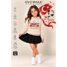 Overmax 29 Ekim Cumhuriyet Bayramı Özel Baskılı Çocuk Kapüşonlu Sweatshirt Kız Erkek 3-12 Yaş Bej - 932662158 Bej