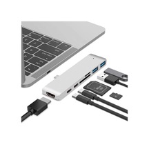 Cbtx Çift Usb-c Hub Type-c - Thunderbolt 3 + Type-c + 4k Hdmı + Usb 3.0 X 2 + Sd + Microsd Kart Okuyucu Adaptörü - Gümüş