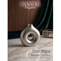 13x13cm - Premium -dekoratif Donut Vazo - Kendinden Kokulu - El Boyaması İşçilik Gümüş