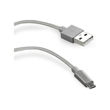 SBS 26304 TECABLEMICROBS MİKRO USB METAL ÖRGÜLÜ VERİ VE ŞARJ KABLOSU 1 MT. GRİ
