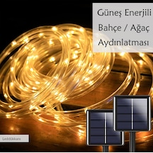 100 Led 12 Metre Sarı Solar Lamba Bahçe Aydınlatması