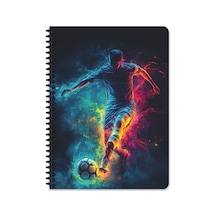 Keskin 17 X 24 Kareli Sert Kapak Spiralli Futbol Defter - Pembe Çok Renkli