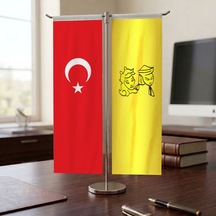 Uygur Devleti Ve Türk Bayrağı Kırlangıç T Tipi Masa Bayrak Takımı Diğer