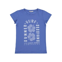 Civil Girls Summer Surf Sessions Baskılı 10-13 Yaş Tişört - Mavi Koyu Mavi