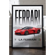 La Ferrari Siyah Ahşap Çerçeveli Poster, Dekoratif Araba Duvar Tablosu