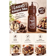 Kapaklı Çikolata Sos Şişesi, Çikolata Sosluk Waffle Dondurma Krep Süsleme Sos Şişesi 660 Cc Kahverengi