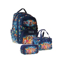 Kaukko Kids Boom Lacivert Renk Erkek Çocuk Üçlü İlkokul Okul Çantası Seti/takımı - Setkk-l5419a
