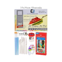 Alex Schoeller Çok Amaçlı Sanatsal Blok 35x50 200 Gr 15 Yaprak Faber 12 Renk Sulu Boya Plastik Spatula Fırça