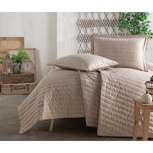 Clasy Çift Kişilik Kapitone Yatak Örtüsü Takımı Pedra Kahve Kahverengi