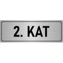 Metal Yönlendirme Levhası, Departman Kapı İsimliği 2. Kat 10x20 cm Gümüş Renk