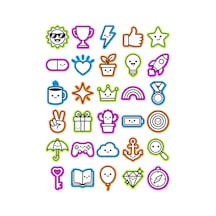 Karma Koleksiyon Sticker Seti 150 Adet - 5'li Mega Paket No25 - Laptop Defter Ajanda Çok Renkli
