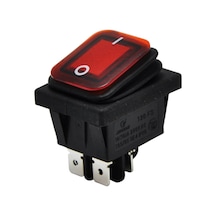 Kare On-off Işıklı Geniş Anahtar Kırmızı 4 Pinli Körüklü Switch 5 Adet