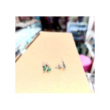 Oriental Kuyumculuk Jewellery Yeşil Zümrüt Taşlı Kelebek Gümüş Küpe Mor