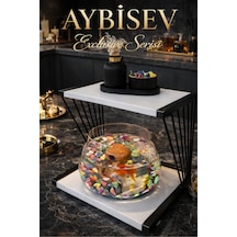 Reyo Ok-ay Store Exclusive Işıklı Beta Akvaryum Ve Fanus Modern Tasarım Led Aydınlatmalı Modern Temalı Fanus Siyah-beyaz