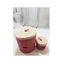 Jüt,hasır,2 Li,banyo Sepet Takımı,bohem Tarzı Banyo Takımı,iskandinav Tarzı/sepet/40x35 Pembe Pembe