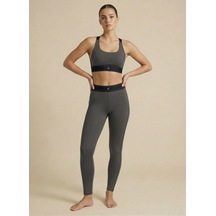 Sculpt Set Yüksek Bel Toparlayıcı Tayt & Destekleyici Spor Sütyeni Pilates Yoga Takımı Gri