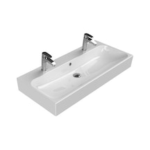 Çift Hazneli Etajerli 100 Cm Seramik Lavabo Tasarımı 508 Yeşil