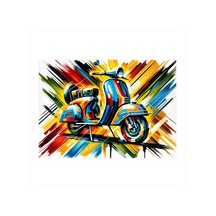Renkli Motosiklet Patlaması Model Ahşap Tablo