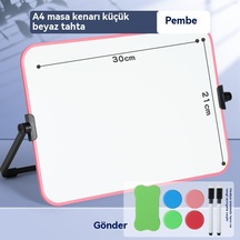 Evde Çalışma İçin Silinebilir Mesajlı Çift Taraflı Beyaz Tahta A4 Pembe Yazı Tahtası Pembe