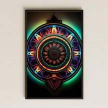 Neon Işık Efektli Mandala Dekoratif Pvc Tablo - Modern Tasarım